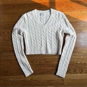 Aritzia Sunday Best white cable knit sweater